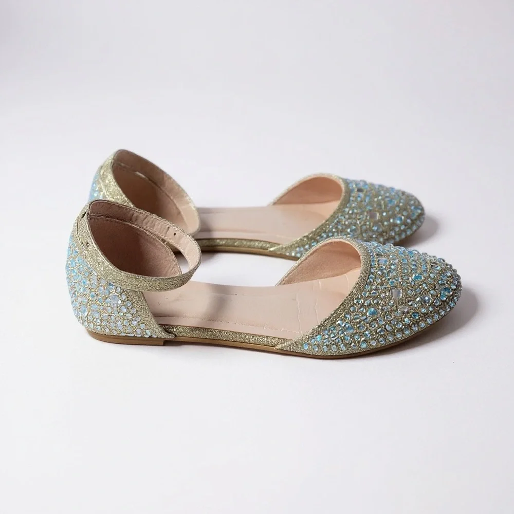 Link Sparkling Gold and Silver Girls Ballerina Flats